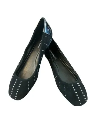 Donald Pliner Darren Black Suede Studded Flats Slip On Shoe Size‎ 7 EUC thumbnail 2