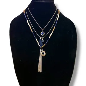 NY Collection mixed multi chain layered pendant necklace thumbnail 1