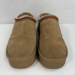 Cushionare Women’s 8.5 Kabuki Genuine Suede Platform Mule Slippers Tazz Beige‎ thumbnail 5