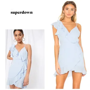 New. SUPERDOWN light blue wrap dress thumbnail 9