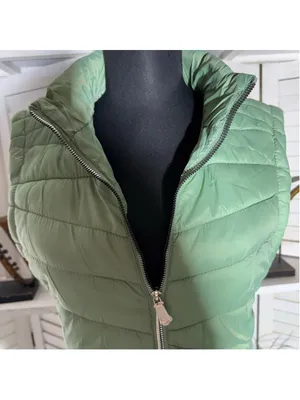 Roosevelt light green puffer vest quilted fleece lined outerwear hiking skiing L thumbnail 11