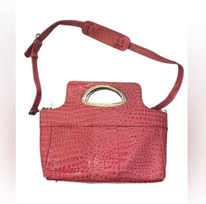 Beijo Pink Patent Leather Crocodile-Embossed Purse Crossbody thumbnail 2