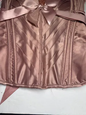 Women's Satin Lace-Up Bustier Corset Dusty Rose M bow tie sexy feminine lace thumbnail 6