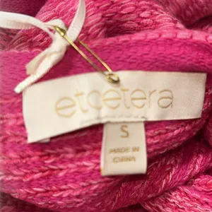 Etcetera Women Sz S Sleeveless Pink Fringe Top Textured Stretch Quiet Luxury NEW thumbnail 3