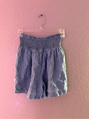 Joie Blue Lyocell Smocked High Rise Pull On Shorts Pockets Size Small thumbnail 4