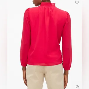 J Crew Factory Smocked Shirt in Pink thumbnail 2