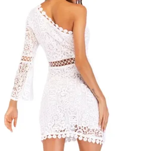 NEW Chiffon Hollow Bell Sleeve White Dress Small S thumbnail 4
