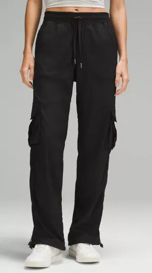 Lululemon Dance Studio Relaxed Fit Mid Rise Cargo Pants Black Womens Size: L thumbnail 1
