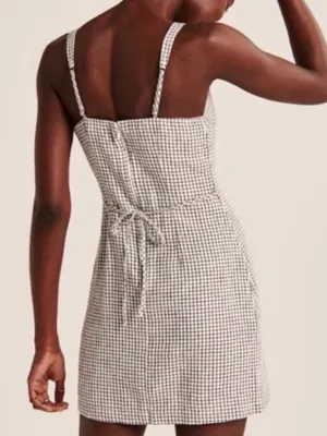 Abercrombie & Fitch 90s Gingham Print Linen Blend Mini Dress thumbnail 2