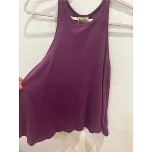 Free People We The Free Purple Ribbed‎ High Neck Racerback Tank Top Made in USA thumbnail 4