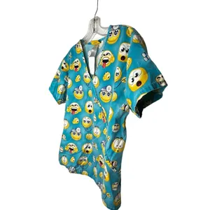 Scrub Central Smiley Faces Scrub Shirt Blue Size M thumbnail 2