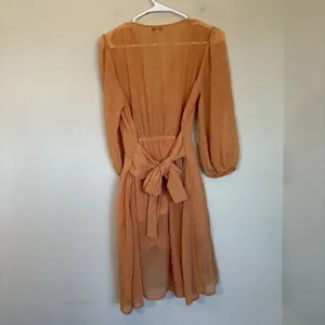 Anthropologie Moon River Celeste Wrap Dress Small Orange Chiffon‎ Wrap Tie Waist thumbnail 6