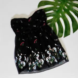 PATRIZIA PEPE Embroidered Tulle Top Strapless Floral Punk Size 40 US 4 thumbnail 7