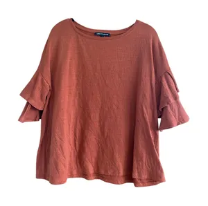Cable & Gauge Burnt Orange Ruffle Sleeve Top Size Large thumbnail 1