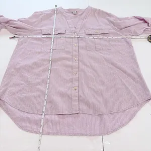 LL Bean Lavender Herringbone Organic Cotton Button Up Hi Low Shirt‎ Size XL thumbnail 10