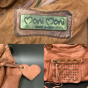 MONI MONI Cinzia Moniaci Brown Italian Leather Studded Splendor Tote Satchel Bag thumbnail 15