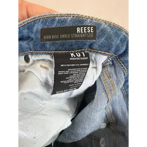 KUT From The Kloth Reese Jeans Sz 8 Light Wash High Waist Distressed Button Fly thumbnail 12