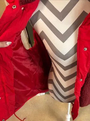 Women's Two-Tone Red Quilted & Sherpa Hooded Vest thumbnail 3