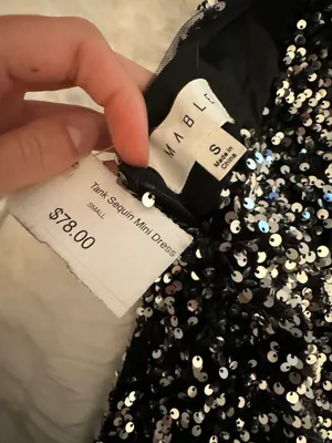 Mable Sequin Mini Dress Black thumbnail 3