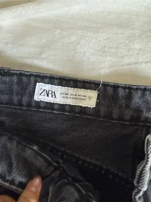 Zara Black Distressed High-Rise Denim Shorts thumbnail 2