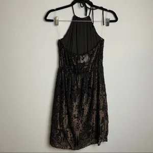 Sadie X Sage Black Gold Velvet Floral Halter Neck Dress‎ Small NWT thumbnail 10
