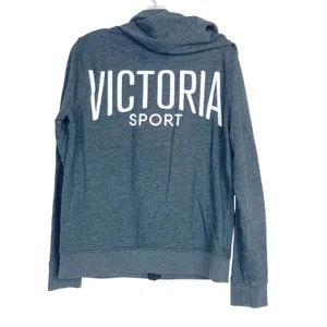 Victoria Sport Gray Full Zip Hoodie Spell Out Sz M thumbnail 3