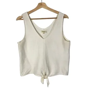 Madewell Texture & Thread White Tie‎ Front Tank Top M thumbnail 2