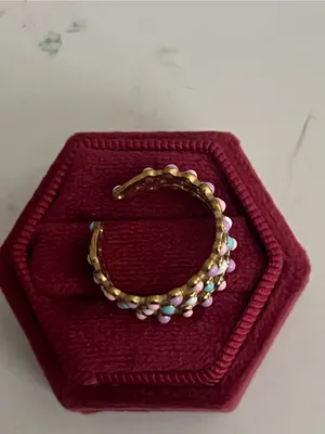 Pastel Bead Stackable Ring Set in Gold Adjustable Size 6 thumbnail 2