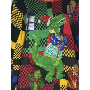 Holiday Time Ugly Christmas Sweater Dinosaur T-Rex Size XL thumbnail 2