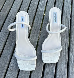 New Steve‎ Madden Lilah White Croc Block Heel Slide Sandals size 10 thumbnail 1