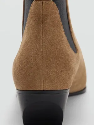 NEW MANGO $139 Square Toe Bootie   8.5 US / 39 EU, MEDIUM BROWN Leather Suede thumbnail 5