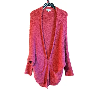 Umgee Large Rust Red Popcorn Knit Dolman Cardigan Sweater Warm Pockets thumbnail 2