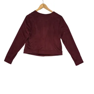 Thalia‎ Sodi Faux Suede Moto Jacket Burgundy Womens M Asymmetrical Zip thumbnail 6