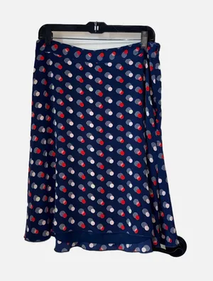 Kate Spade Navy Polka Dot A-Line Skirt Silk with Red and Pink Accents Size 10 thumbnail 1