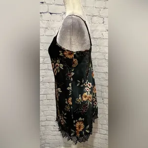 INC International Concepts Silky Chemise Gown Teddy Green Floral Size XS thumbnail 5