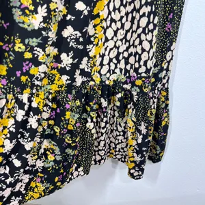 Tribal Jeans Floral Maxi Dress M Boho Black‎ Yellow Pink Summer Sundress Rayon thumbnail 5