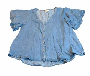 HEM & THREAD lightweight denim top thumbnail 1