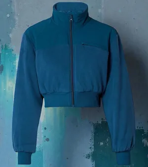 Aloha Island ALO Yoga Polar Fleece‎ Cropped Wintry Mix Jacket in Eclipse Blue Cozy Athletic M thumbnail 1