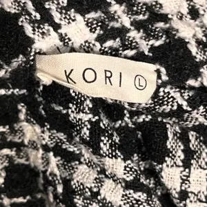 KORI Black White Plaid Tweed Fringe Overall‎ Mini Dress Size Large thumbnail 5