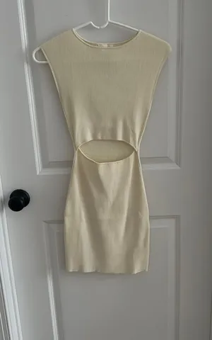 Cream dress with opening in front Tan thumbnail 1