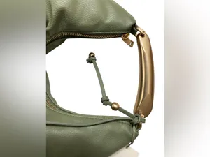 A New Day Green Hobo Shoulder Bag Gold Handle Slouchy Faux Leather Minimalist thumbnail 3
