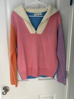 English Factory Colorblock Quarter Zip Knit thumbnail 1