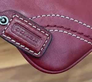 Coach Red Wine Leather Wristlet Small thumbnail 7