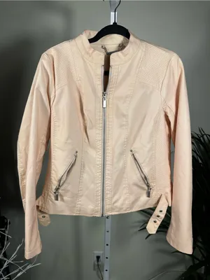 399. J2 faux leather moto/racer jacket in peach color thumbnail 1