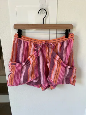 Free People Good Fortune Stripe Shorts in Berry Combo Pink NWT thumbnail 2