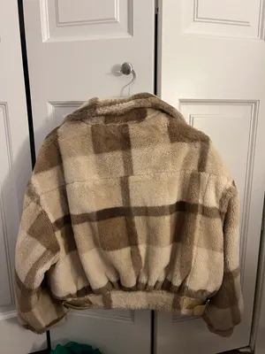 Boohoo Beige Plaid/check Fur Trucker Jacket thumbnail 7