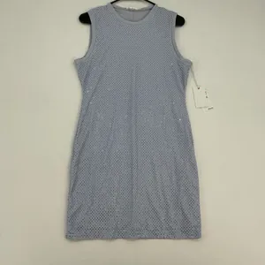 Good‎ American Rhinestone Sleeveless Mini Dress Light Blue Glass Size L NWT thumbnail 4