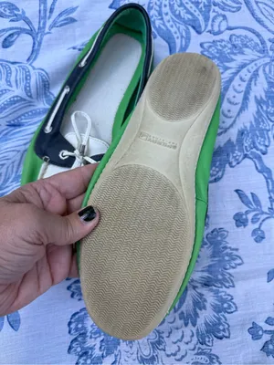 Sperry Top-Sider Vintage Leather Boat Shoes Silver Blue Green Womens Size 8 thumbnail 3