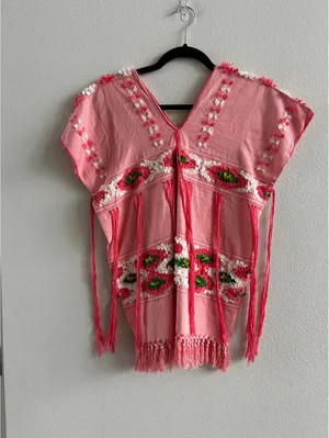 Mexican Huipil Pink Shirt thumbnail 6
