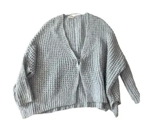 Free People Blue‎ Chunky Waffle Knit Oversized Cardigan Sweater Wool Blend XS thumbnail 1